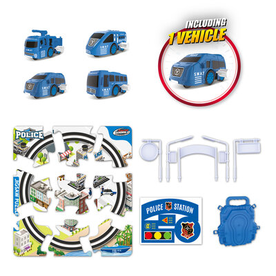 Turbo Racers auto + baan in koffer ( voorraad 48 stuks OP = OP)