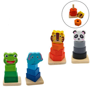 Houten Stapel puzzeltje Dieren ( voorraad 38 stuks OP =OP)
