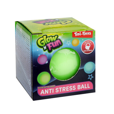Glow in the dark anti stress bal 6 cm ( voorraad 396 stuks OP = OP)