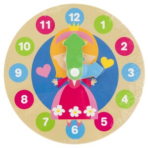 Houten Klokje met Print 14 cm ( voorraad 10 stuks OP = OP)