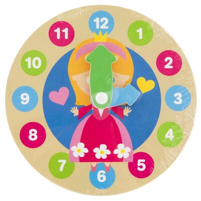 Houten Klokje met Print 14 cm ( voorraad 10 stuks OP = OP)