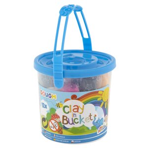 Emmertje met Gekleurde Klei voorraad: Blauw 92 stuks / Roze 50 stuks