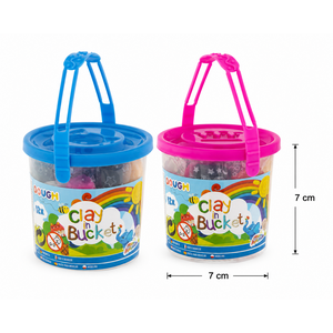 Emmertje met Gekleurde Klei voorraad: Blauw 82 stuks / Roze 40 stuks OP = OP