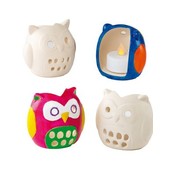 Waxinelichthouder uiltje 4 stuks (Voorraad 21 sets OP=OP)