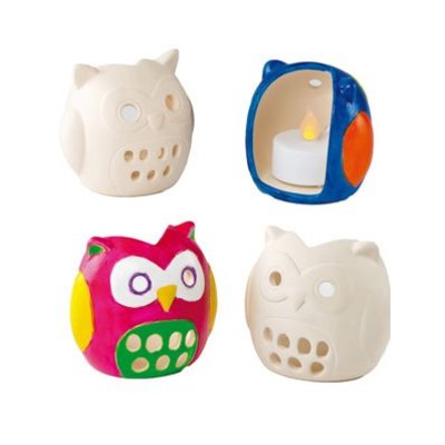 Waxinelichthouder uiltje 4 stuks (Voorraad 5 sets OP=OP)