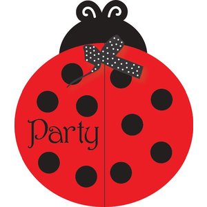 Uitnodigingen lieveheersbeestje 8 stuks (Voorraad: 3 verp. OP=OP)