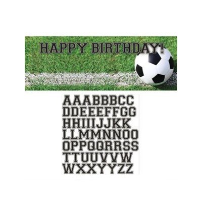 Happy Birthday Voetbal Banner + Sticker (152 cm) ( Voorraad 10 stuks OP=OP)