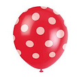 Ballonnen rood met witte stip 6 stuks (Voorraad 10 verp. OP=OP)