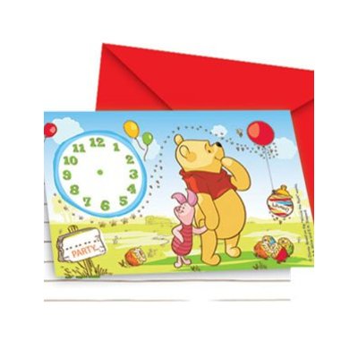 Uitnodigingen Winnie the Pooh 6 stuks