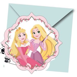 Disney Princess Uitnodigingen 6 stuks ( Voorraad 3 verp. OP=OP)