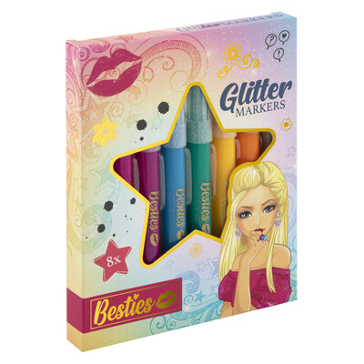 BESTIES Glittermarkers ( 8 stiften) ( voorraad 95 sets OP = OP)