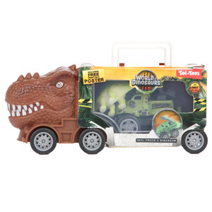 Dino truck pull back + auto ( voorraad 6 stuks OP = OP)