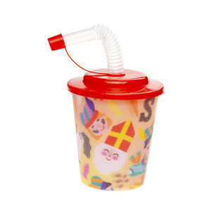 Drinkbeker 3D Sinterklaas met rietje