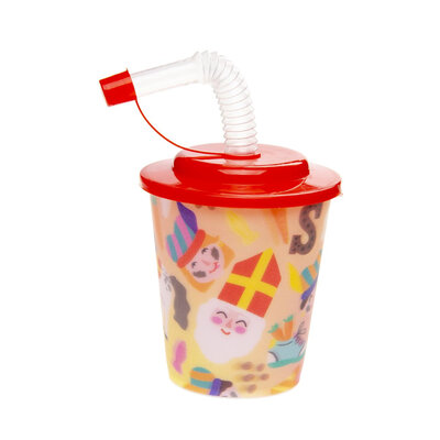 Drinkbeker 3D Sinterklaas met rietje