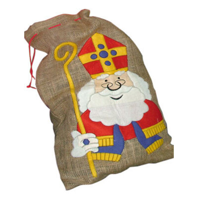 Jute zak Sinterklaas ( voorraad 8 stuks OP = OP)