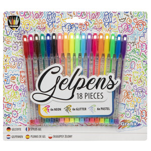 Gelpennen glitter, set á 18 st. ( voorraad 70 sets OP = OP)