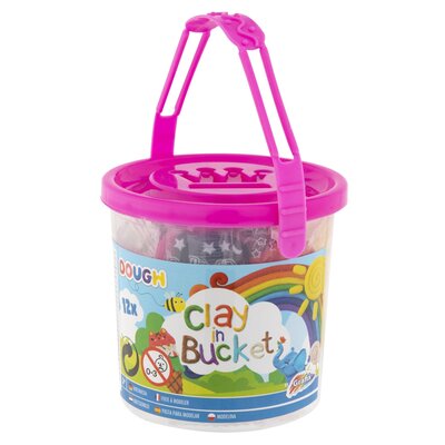 Emmertje met Gekleurde Klei voorraad: Blauw 82 stuks / Roze 50 stuks