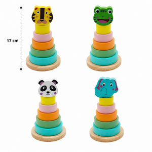 Grote Houten Stapelpuzzel Pastel Dieren