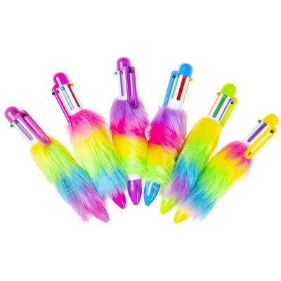 Fluffy balpen 6- kleurig