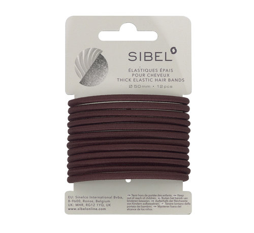 Sibel Haarelastiek Bruin Dik 12 stuks