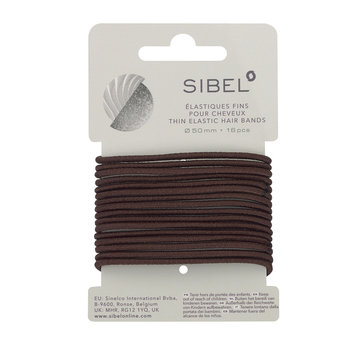 Sibel Haarelastiek Bruin Dun 16 stuks