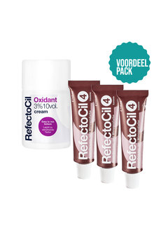 Refectocil  Wimperverf nr 4 Kastanje 3 Pack + 3% Oxi Cream