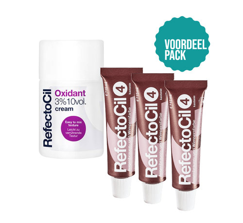 Refectocil  Wimperverf nr 4 Kastanje 3 Pack + 3% Oxi Cream