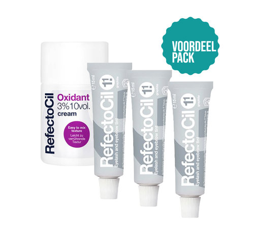 Refectocil  Wimperverf nr 1.1  - Grijs  3 Pack + 3% Oxi Cream