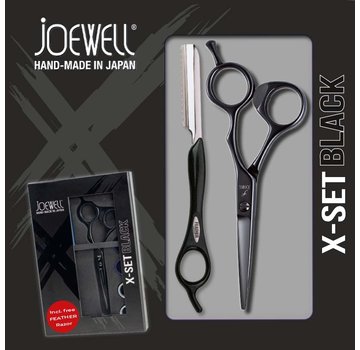 Joewell X-Set Black 5.75 Kappersschaar + Gratis Feather Razor black