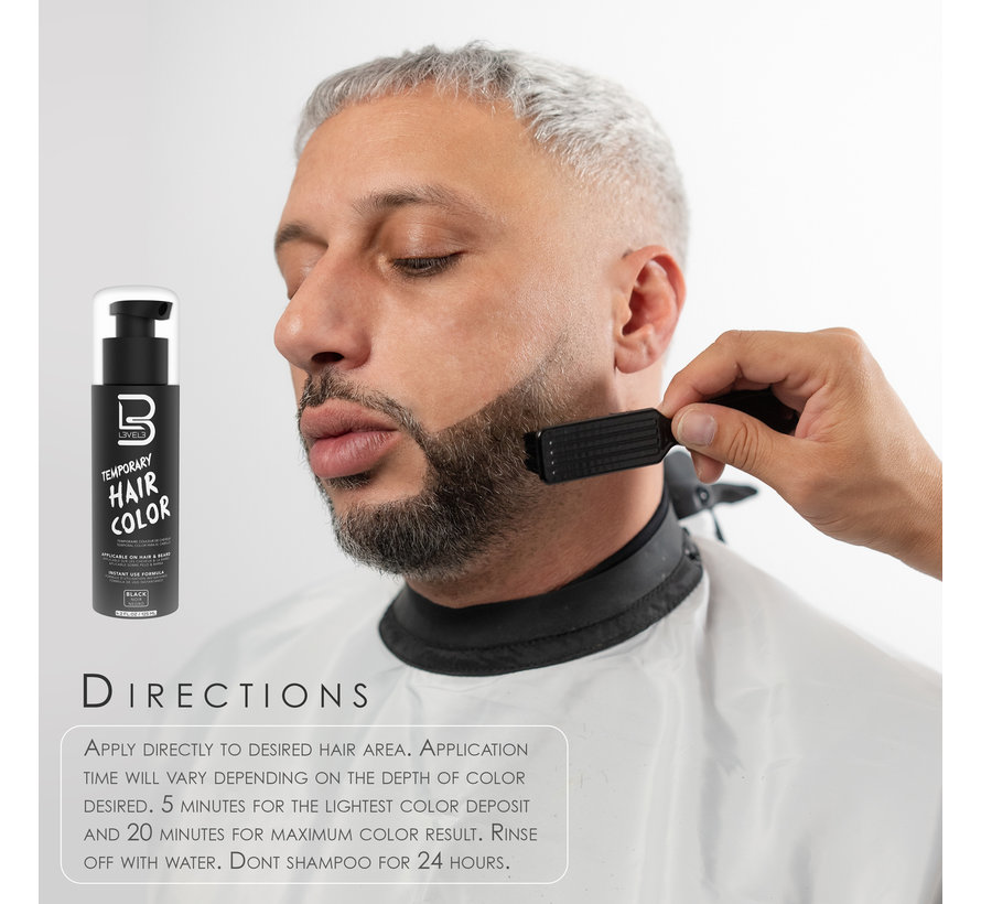 Temporary Beard Hair Color Black 125ml - 12 STUKS