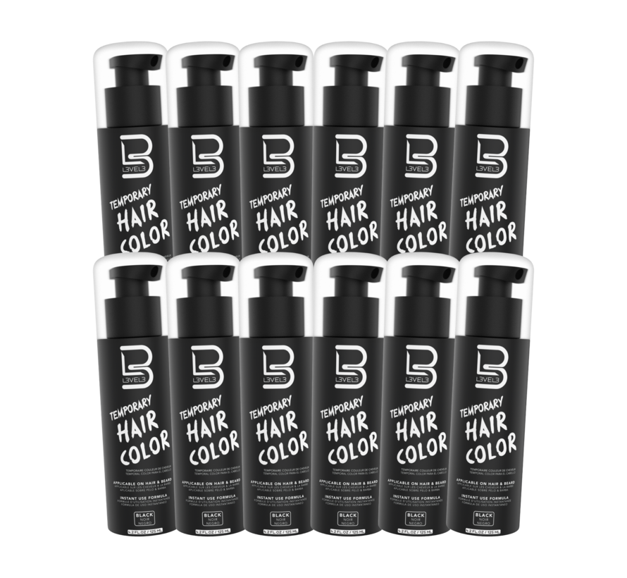 Temporary Beard Hair Color Black 125ml - 12 STUKS