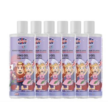 RONNEY KIDS 2 in 1 Gel Voor Body en Haar 300ml - 6 STUKS