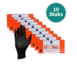 Abena Handschoenen Nitril Zwart Maat M Poedervrij 10 Pack