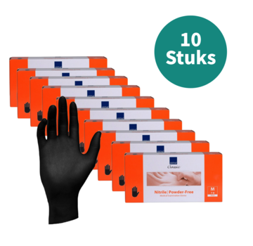 Abena Handschoenen Nitrile Zwart Maat M Poedervrij 10 Pack