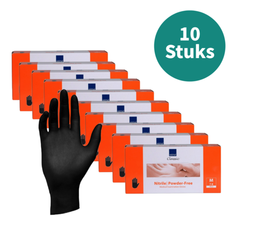 Abena Handschoenen Nitrile Zwart Maat M Poedervrij 10 Pack