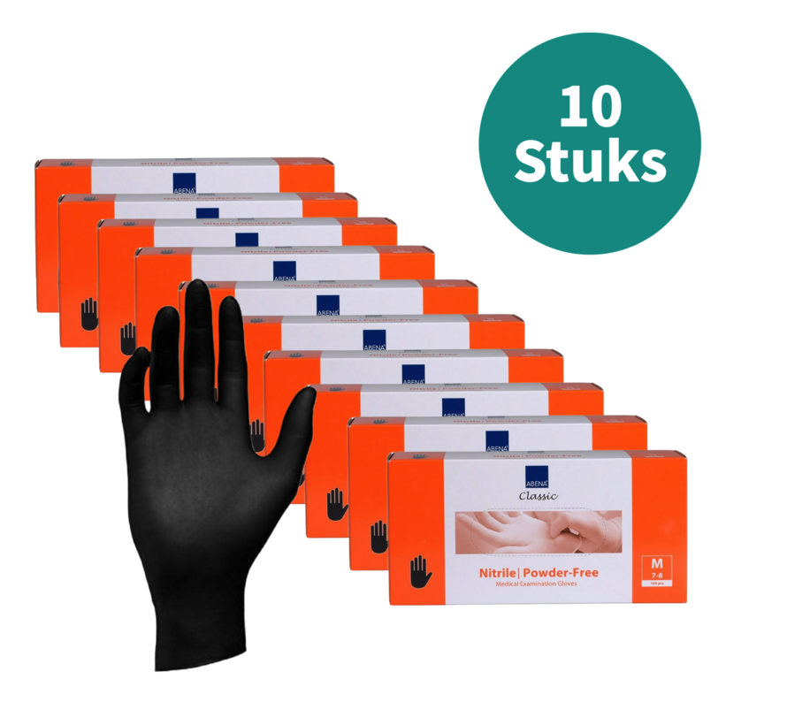 Handschoenen Nitrile Zwart Maat M Poedervrij 10 Pack