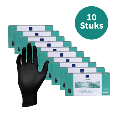 Abena Handschoenen Nitril Zwart Maat S Poedervrij 10 Pack