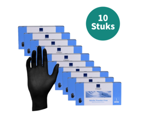Abena Handschoenen Nitril Zwart Maat L Poedervrij 10 Pack