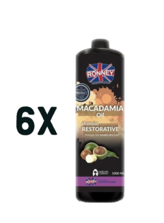 RONNEY Macadamia Oil Restorative Shampoo 1000ml - 6 STUKS