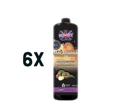 RONNEY Macadamia Oil Restorative Shampoo 1000ml - 6 STUKS