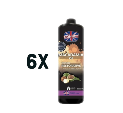 RONNEY Macadamia Oil Restorative Shampoo 1000ml - 6 STUKS