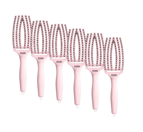 Olivia Garden Finger Brush PASTEL PINK Combo - Medium - 6 STUKS