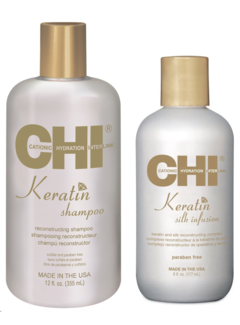 CHI  Keratin Infusion Set ( shampoo 355ml, silk infusion 177ml)