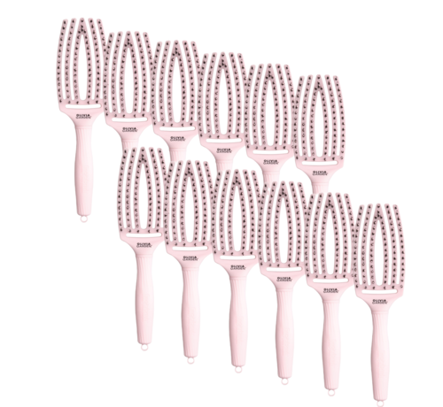Olivia Garden Finger Brush PASTEL PINK Combo - Medium - 12 STUKS