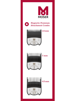 Moser Premium magnetic opzetkammen SET.  1,5/3/4,5 mm