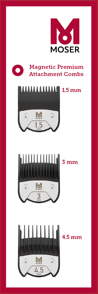 Moser Premium magnetic opzetkammen SET. 1,5/3/4,5 mm nu bestellen?