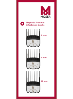 Moser Premium magnetic opzetkammen SET.  6/9/12 mm