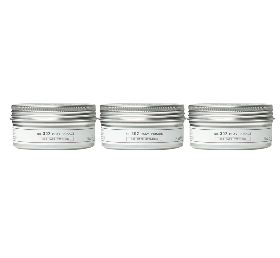 NO.302 Clay Pomade 75 ml - 3 Stuks