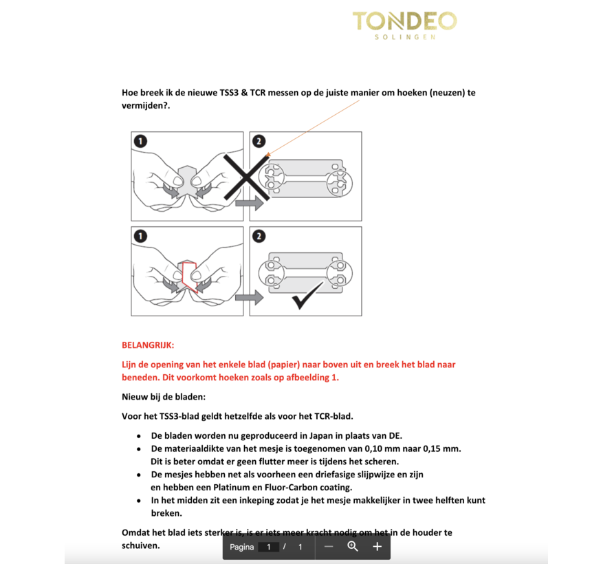 Tondeo TCR scheermesjes 10x 10 stuks