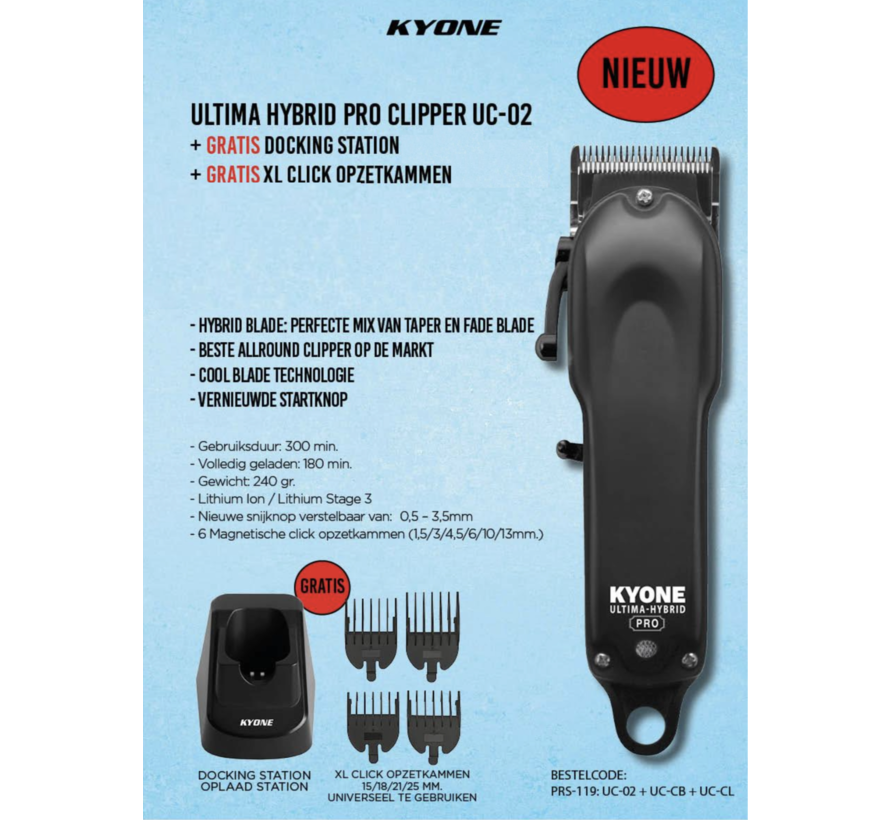 Promo! Ultima Hybrid Clipper Tondeuse + Free Docking Station and  XL Comb Set